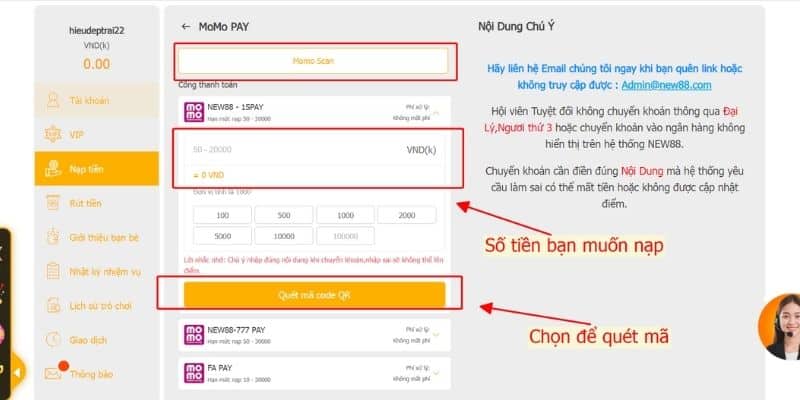 Nạp Tiền New88: Hướng Dẫn Cách Nạp Tiền Chính Xác 17 Nạp tiền NEW88